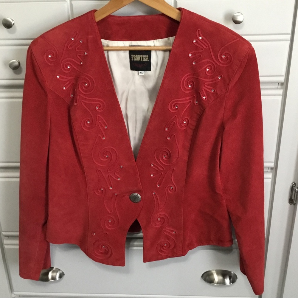 Vintage NORTH AMERICAN FRONTIER Pig Suede Rhinestone Jacket XL(fits like L)